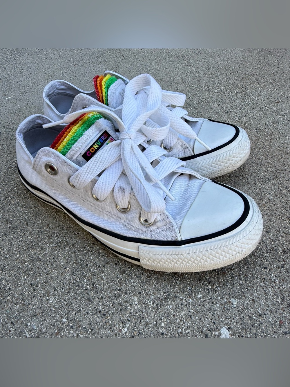 Converse Chuck Taylor AllStar Triple Tongue Rainbow White Sneakers 166402F 5W 3M